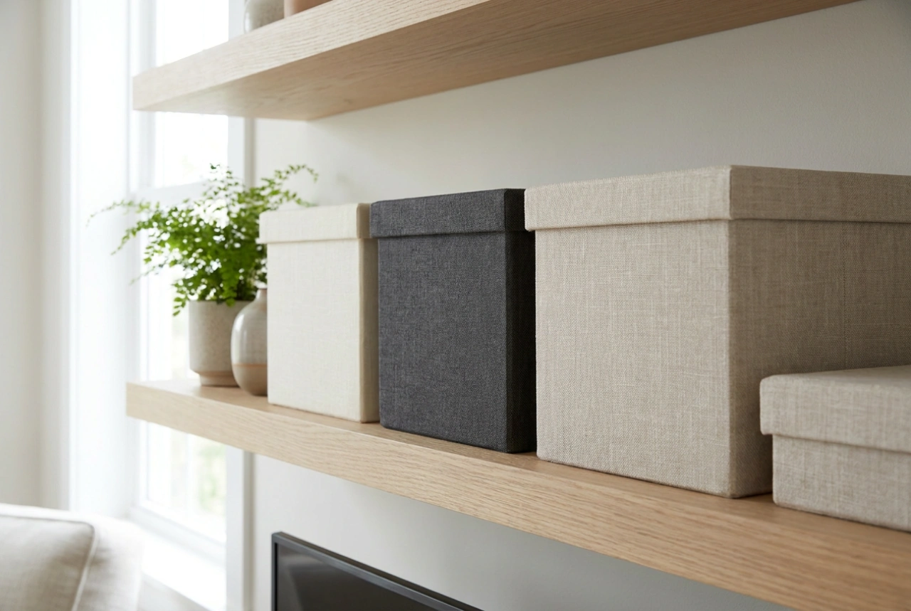 Caixas de arrumação decorativas para uma organização harmoniosa nas prateleiras