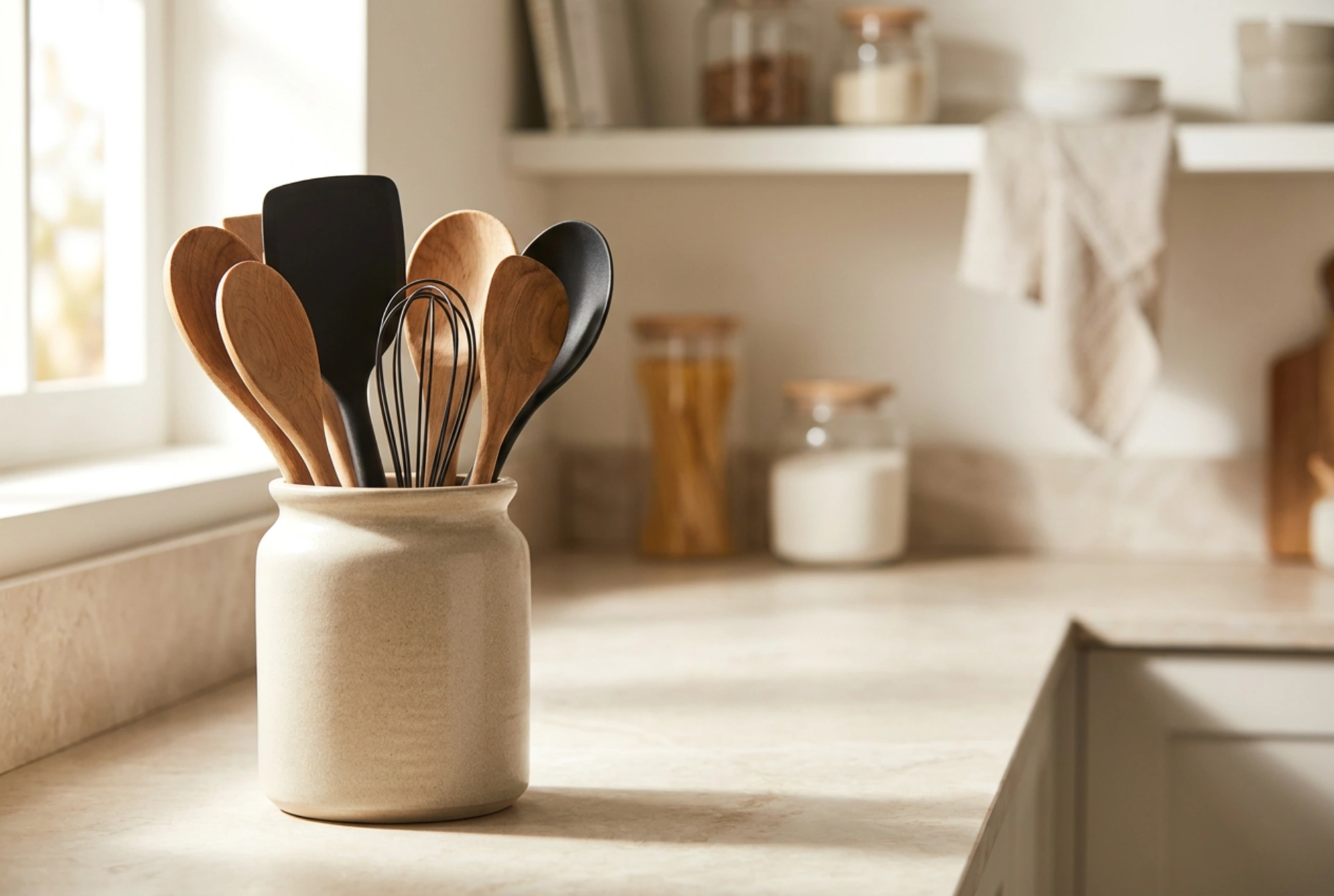 Como organizar utensílios de cozinha num único recipiente