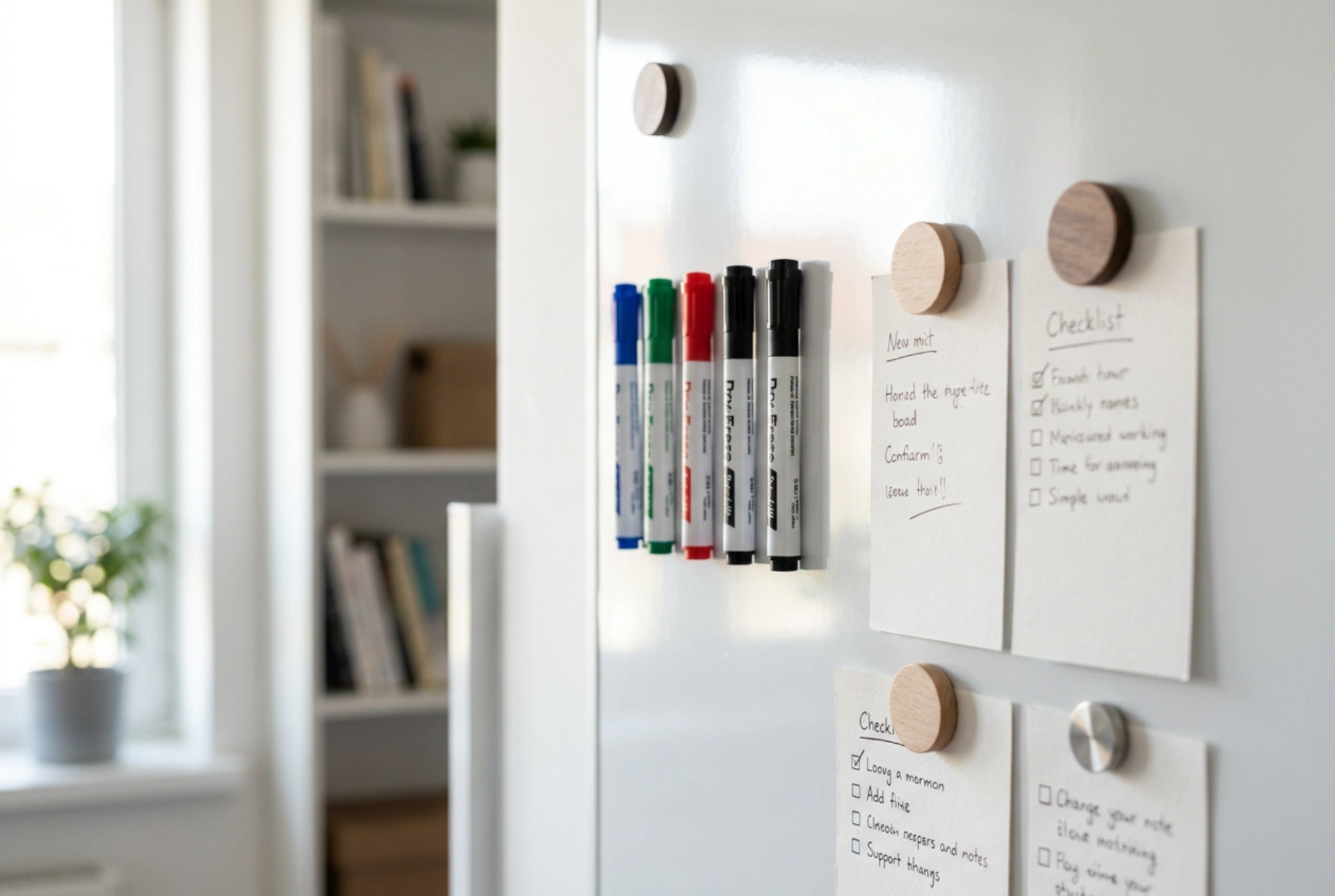 Como manter notas legíveis e organizadas num quadro magnético