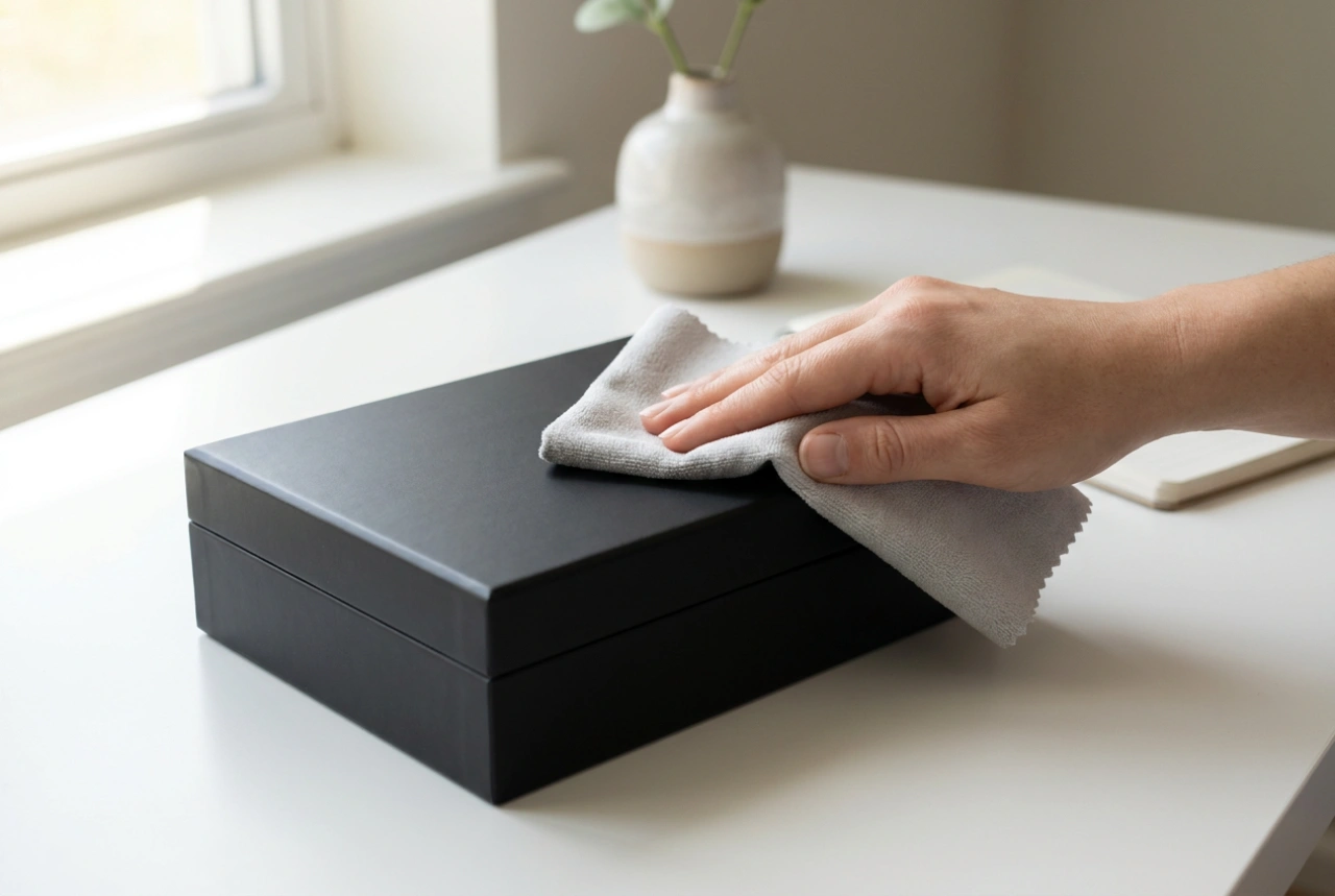 Como limpar um porta-joias preto sem deixar vestígios de pó