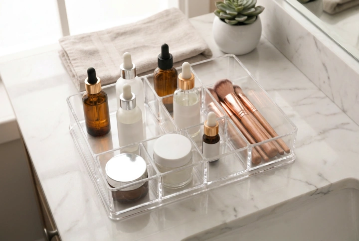 Como organizar cosméticos num organizador com espelho