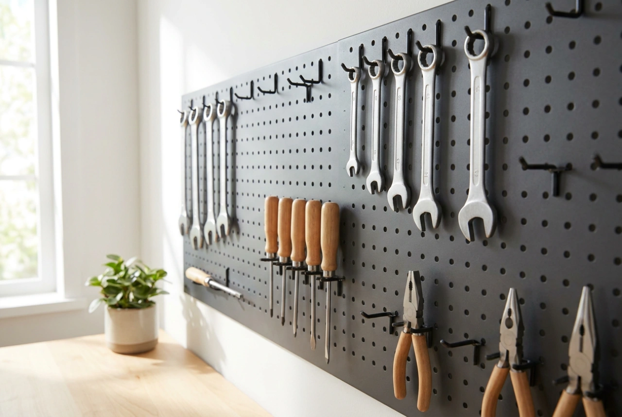 Como organizar um painel de parede para ferramentas numa garagem pequena