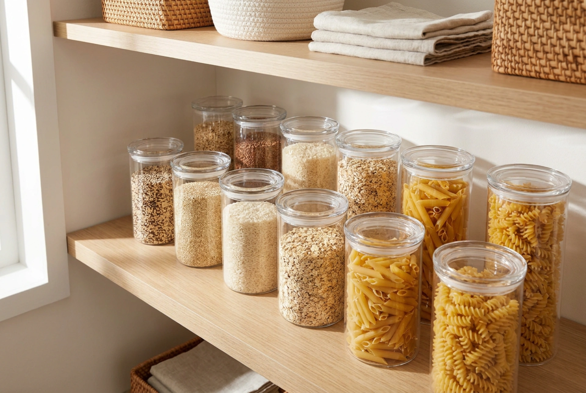 Como os recipientes de vidro para armazenamento organizam a cozinha