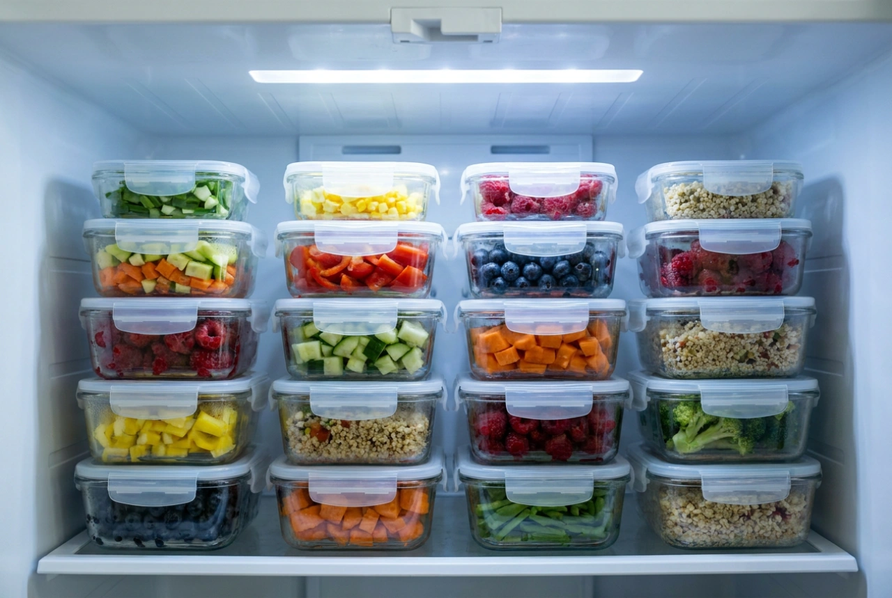 Recipientes quadrados para alimentos e a otimização de espaço no frigorífico