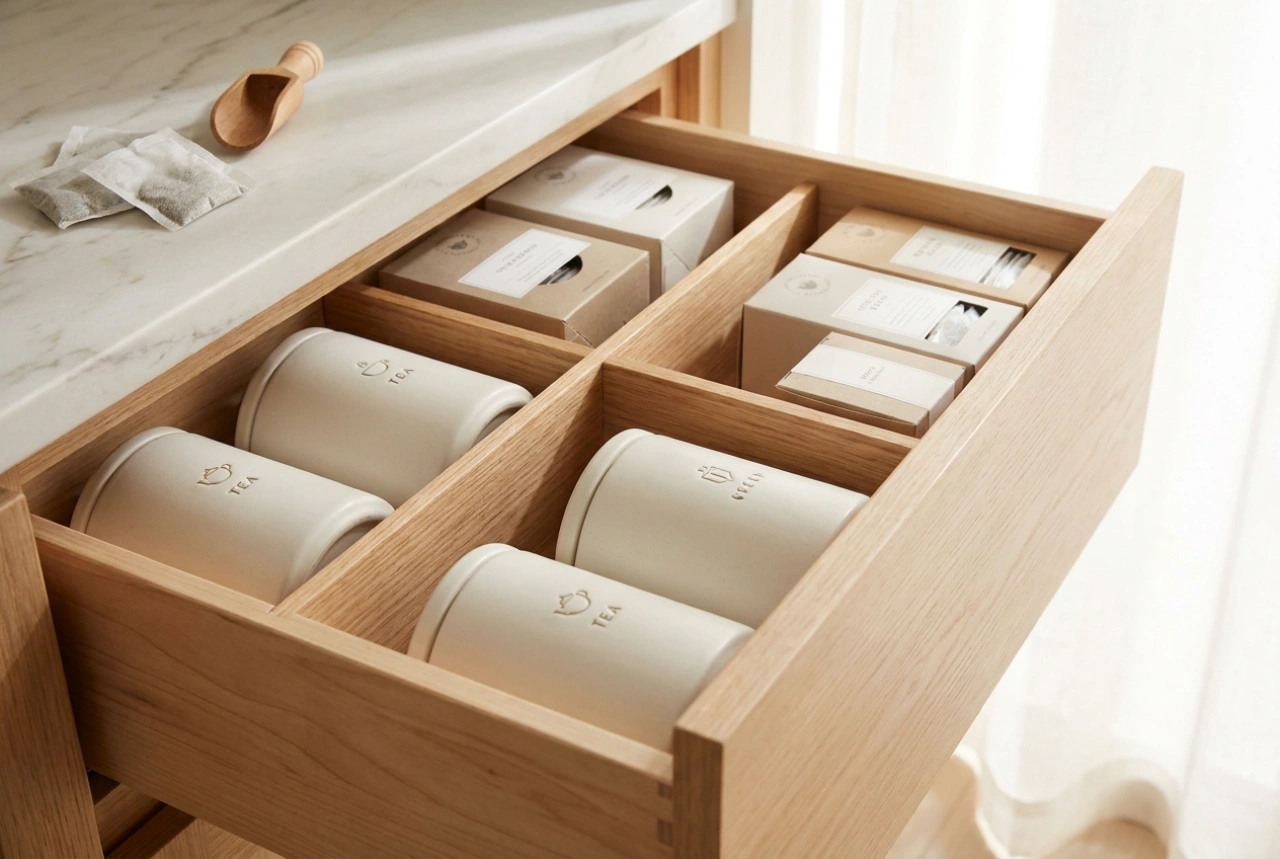 Como organizar o espaço de café e chá na cozinha de forma prática