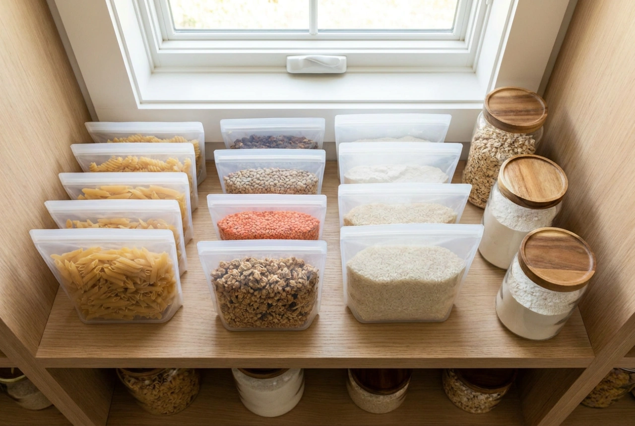 Como organizar mantimentos em sacos plásticos com fecho hermético
