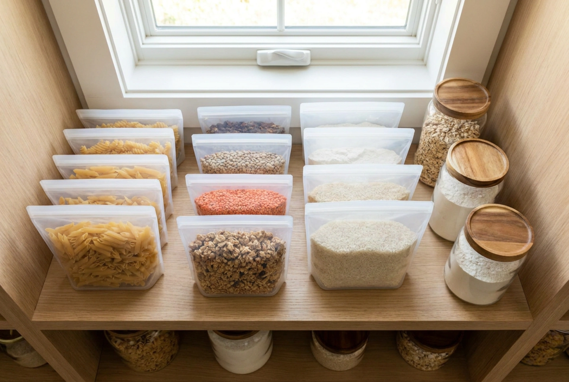 Como organizar mantimentos em sacos plásticos com fecho hermético