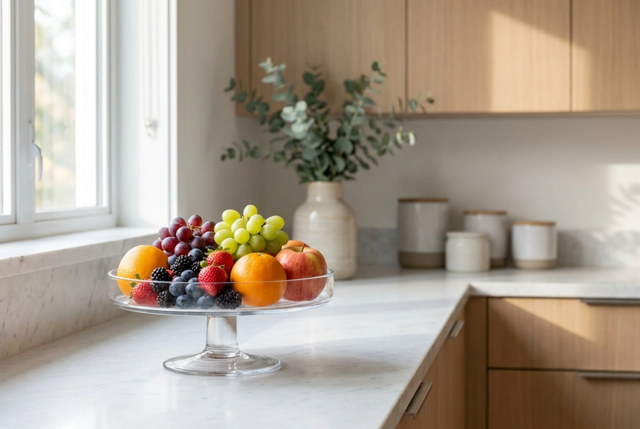 Como organizar frutas em uma fruteira de vidro para prolongar a sua frescura