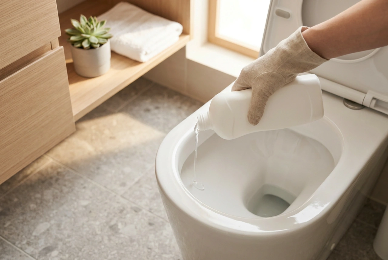 Como aplicar gel de limpeza sob a borda da sanita com precisão
