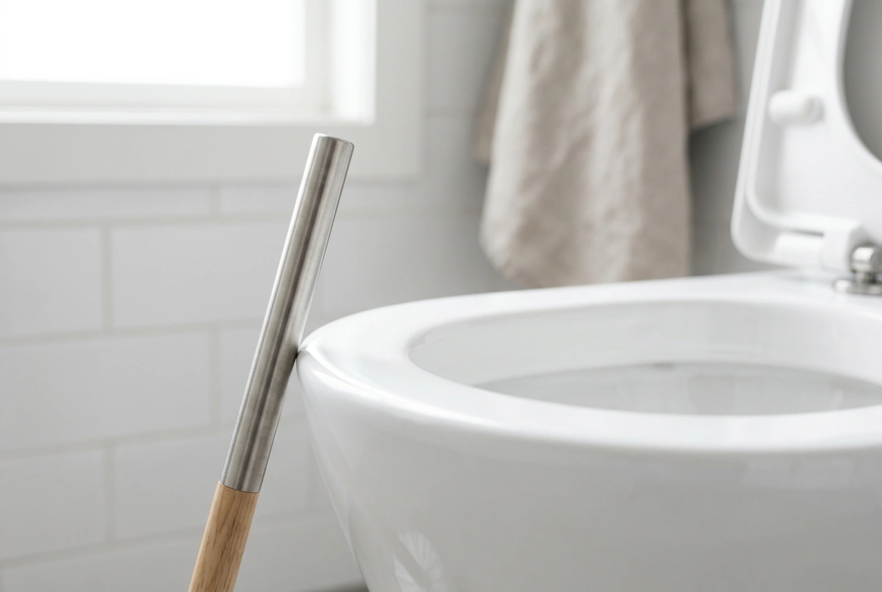 Como usar a escova de vaso sanitário para limpar sob a borda