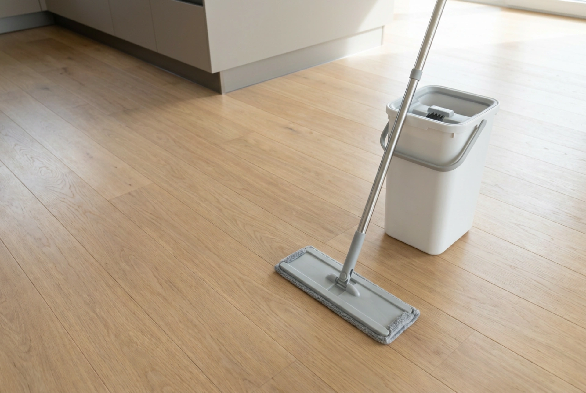 Como limpar o chão com mopa plana e balde sem deixar manchas