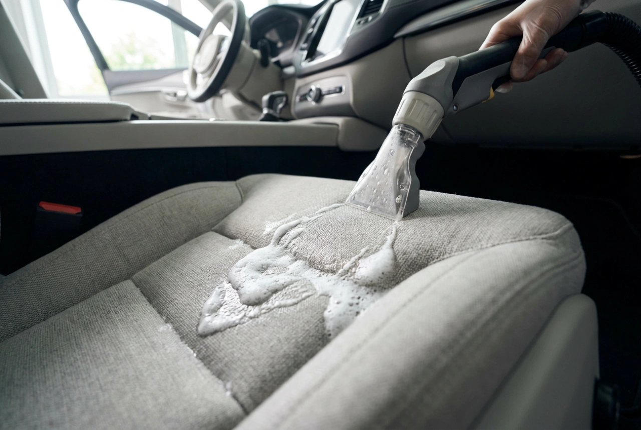 Como limpar os estofos do carro com um aspirador de extração