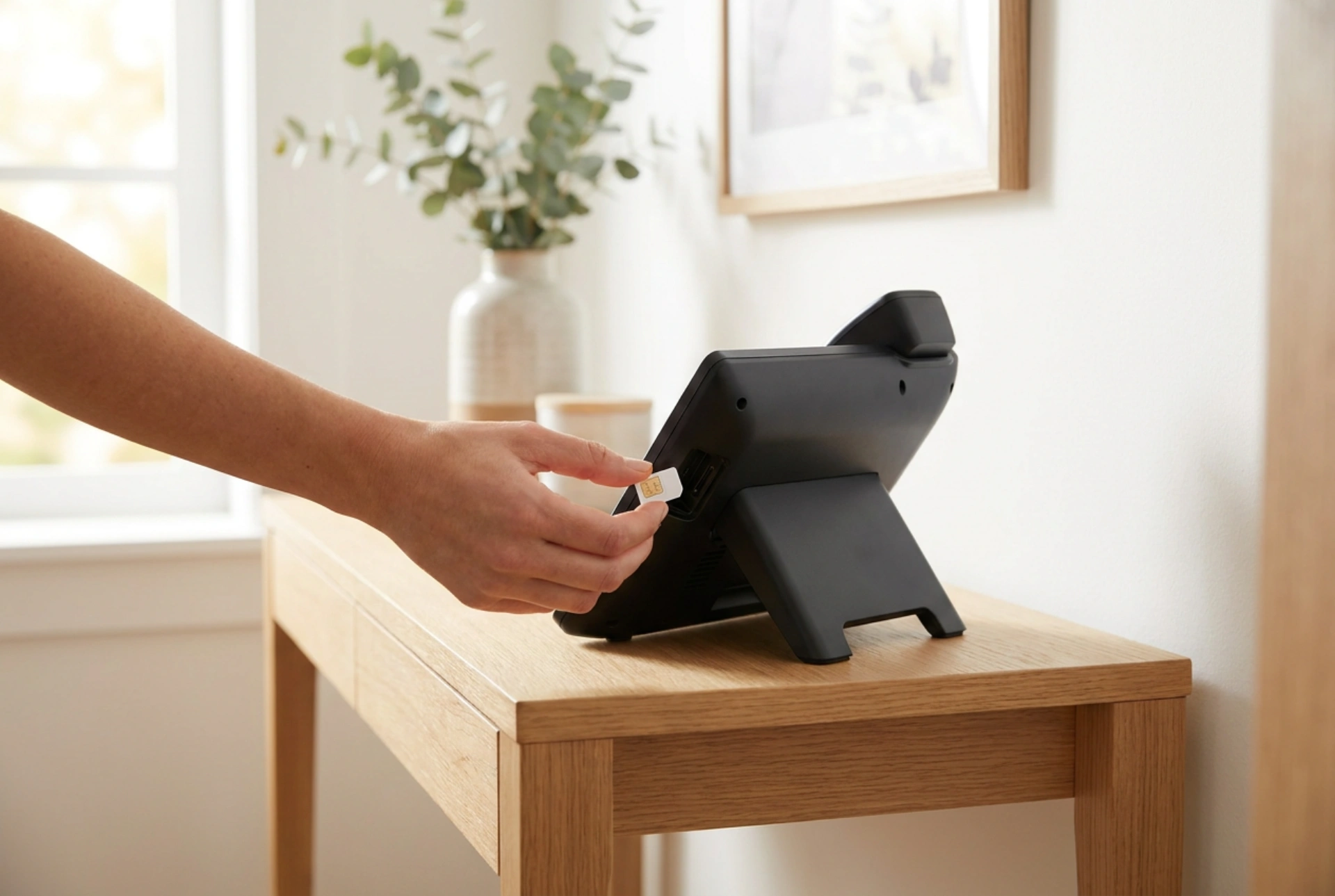 Como configurar um telefone de mesa com cartão SIM para idosos