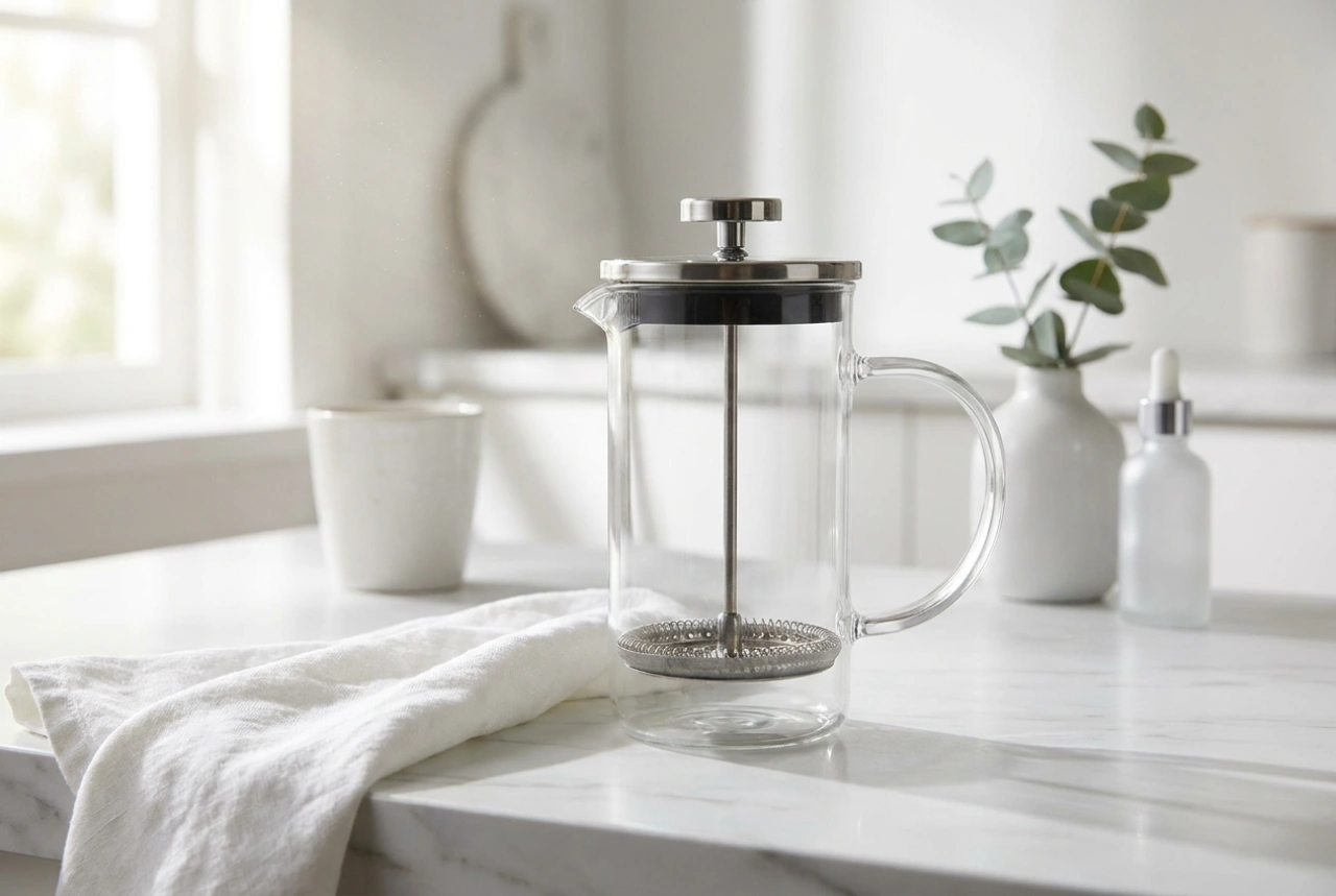 Como limpar o resíduo castanho da cafeteira de vidro