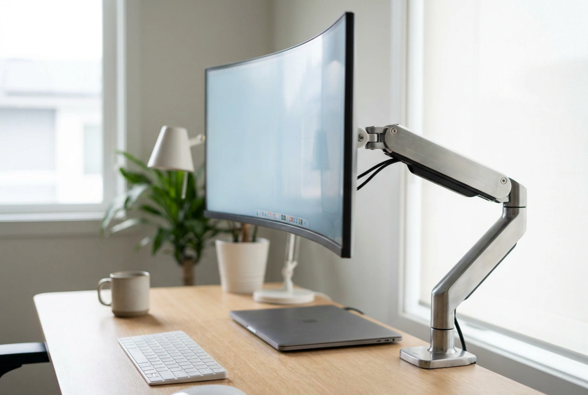 Como ajustar o suporte articulado a gás do monitor após a montagem