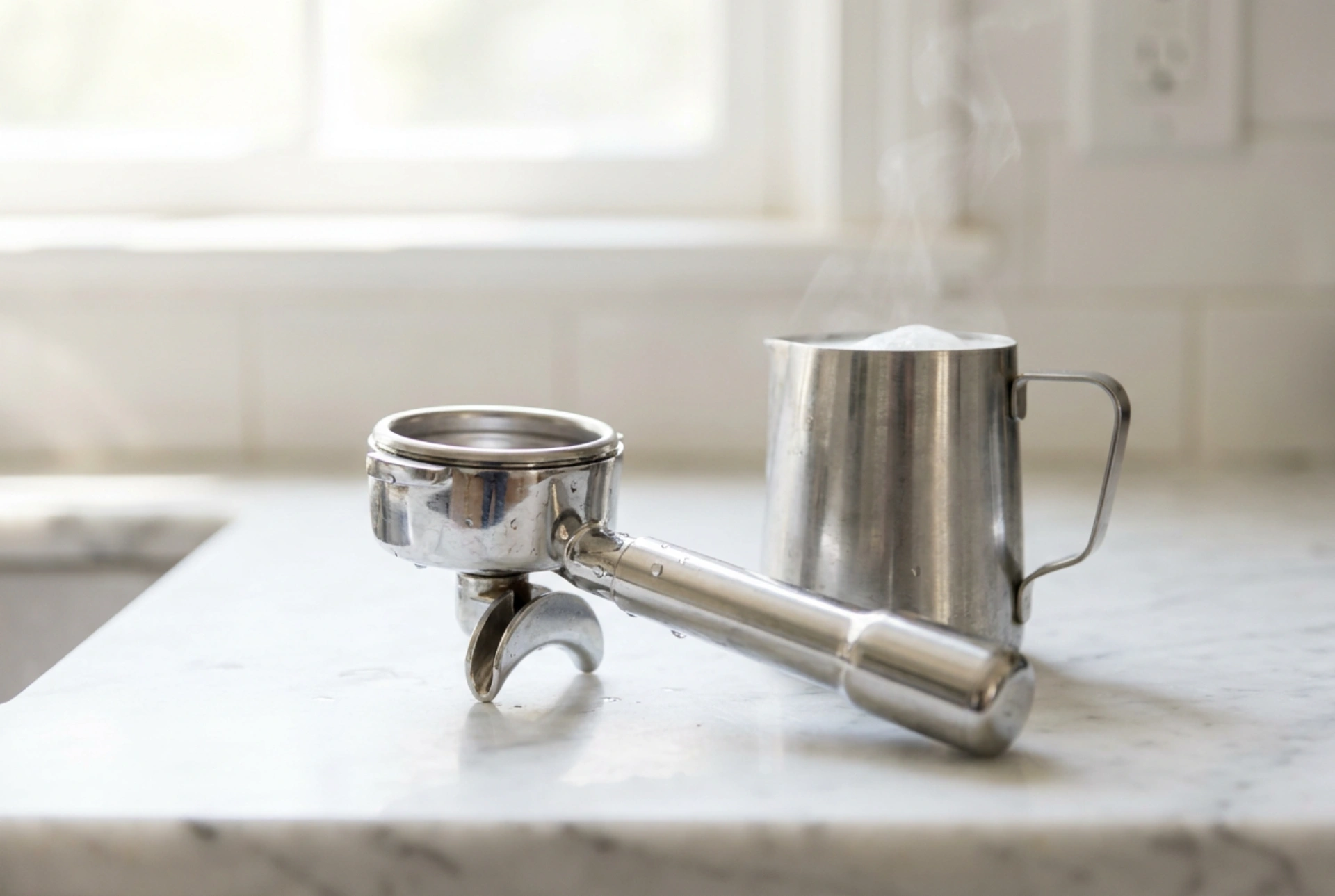 Como limpar a máquina de café expresso manual após a vaporização do leite