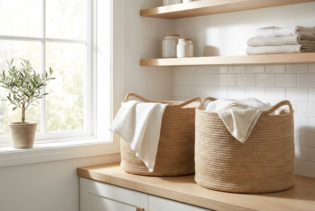Como organizar cestos de roupa grandes e estruturar um sistema de triagem eficiente