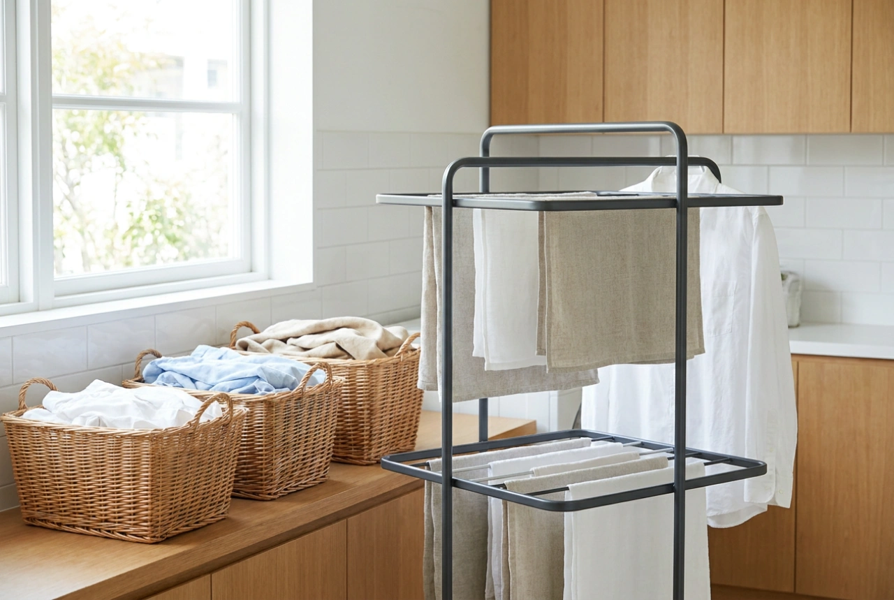 Estendal de dois níveis e a organização inteligente da roupa
