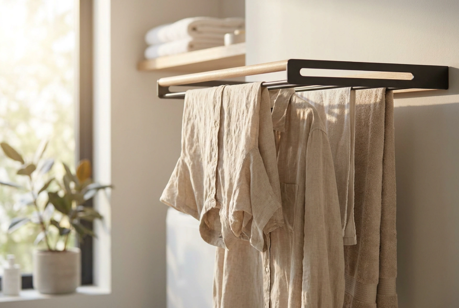 Como organizar a roupa no estendal de parede para uma secagem mais rápida