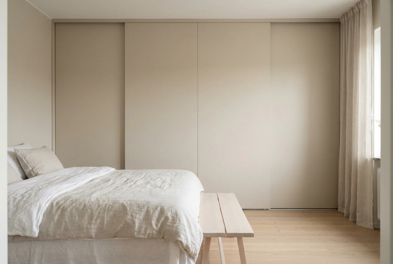 O roupeiro embutido oculto no quarto: ciência do espaço e harmonia visual