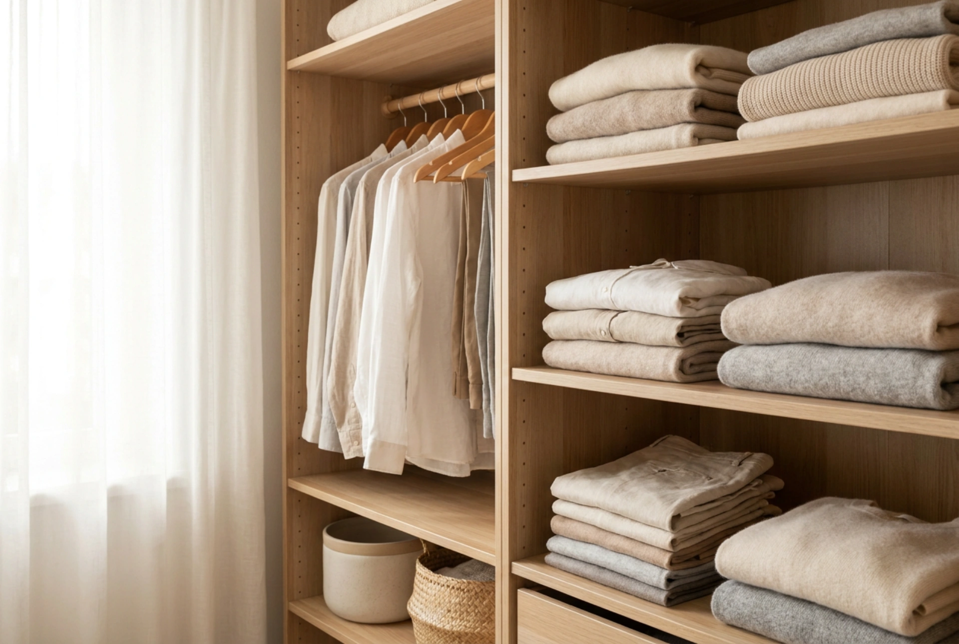Divisão comprovada de prateleiras de roupa num roupeiro funcional