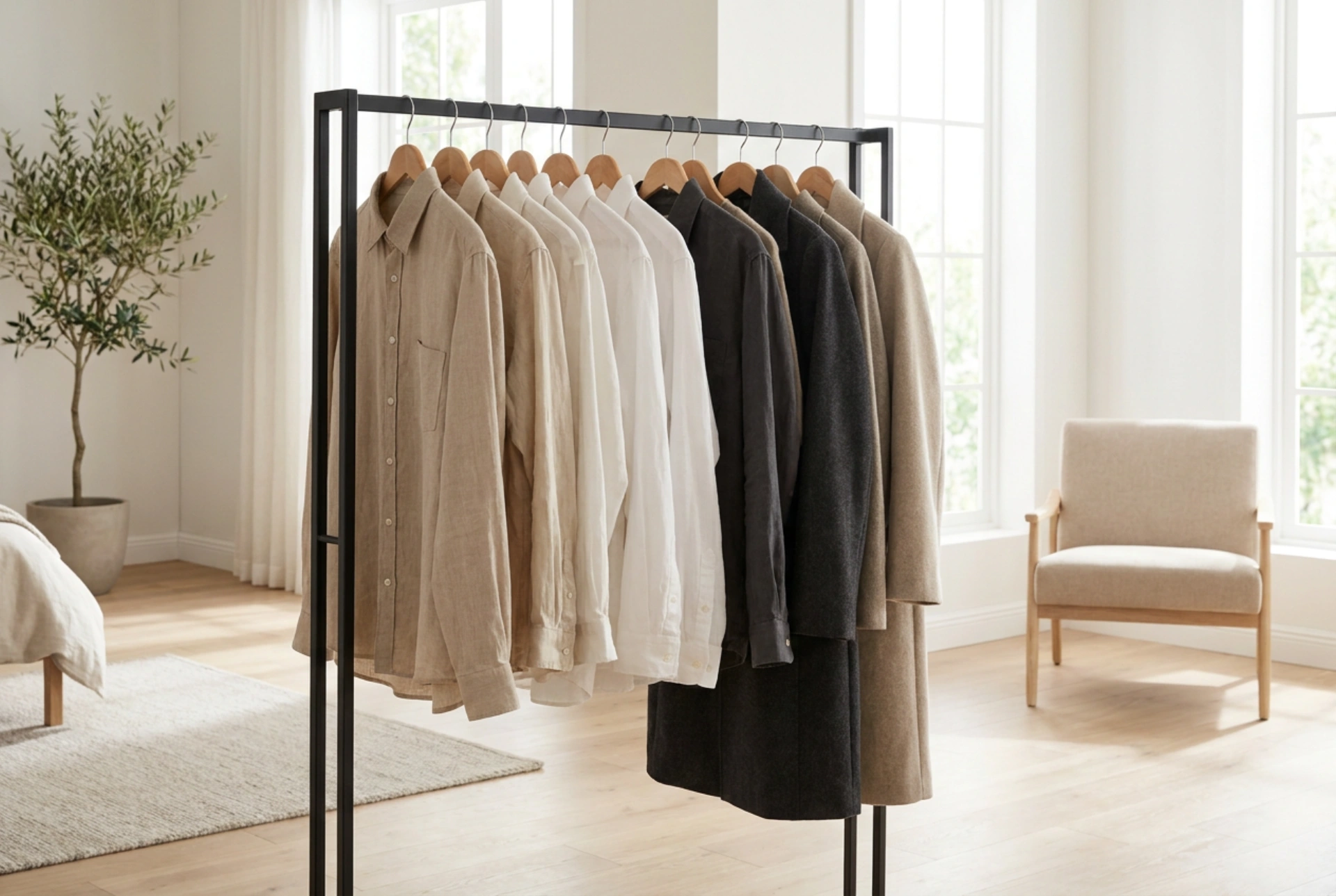 Como organizar os looks diários num suporte de roupa