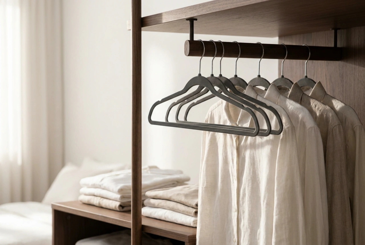 Como organizar muitas roupas num roupeiro estreito sem as amassar