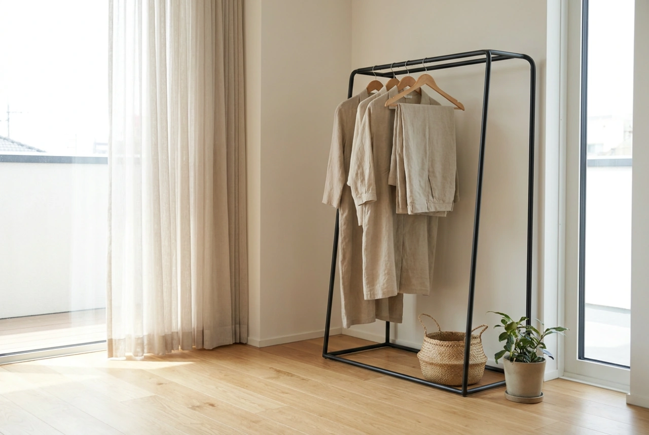 Onde posicionar o cabideiro de roupas no quarto para evitar a desordem visual
