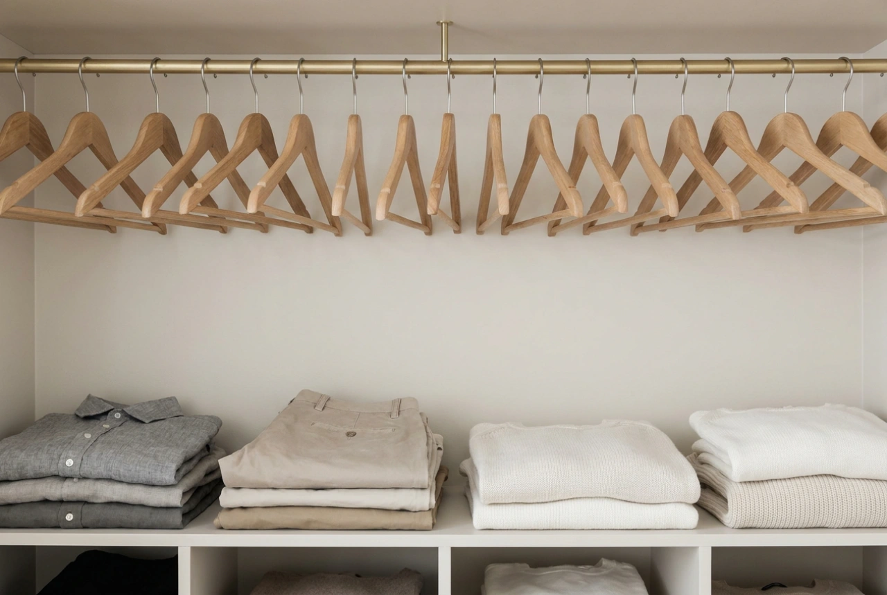 Profundidade mínima do roupeiro para cabides sem amarrotar a roupa