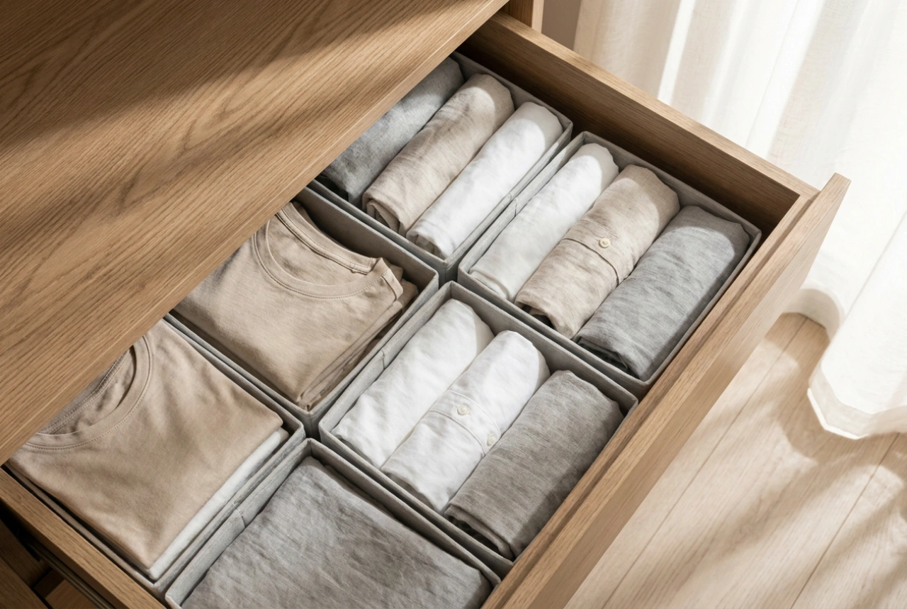 Organizador de roupa interior para o armário como forma simples de manter a ordem diária