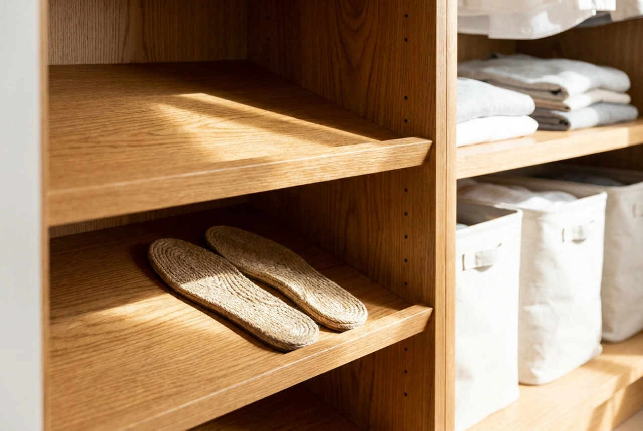 Prateleiras de madeira para sapatos no armário: como proteger contra a humidade