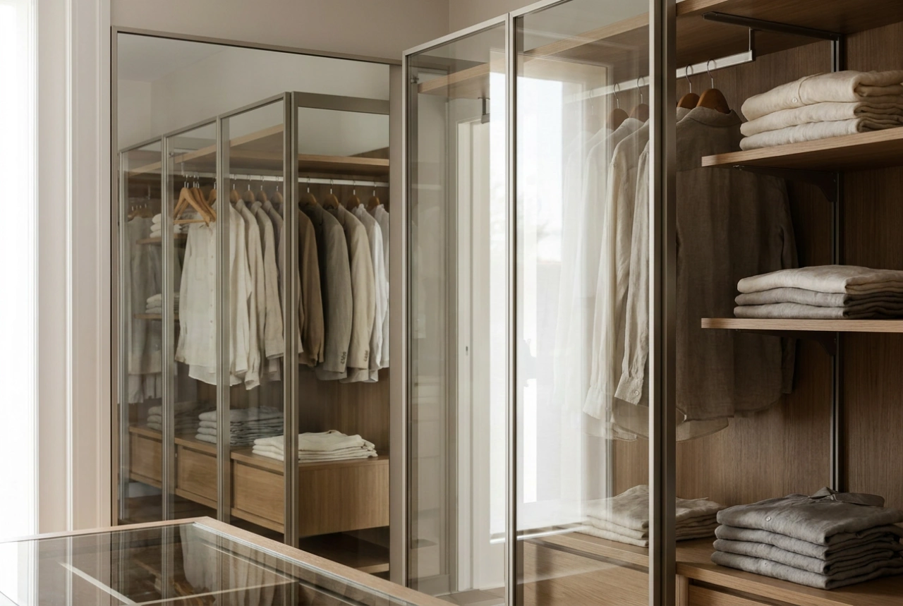Espelhos para armários de correr e a organização de closets funcionais em pequenos espaços