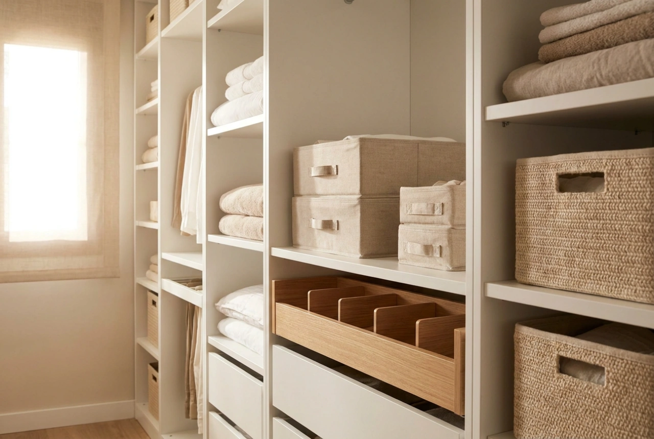 Armários modulares de closet em sistemas flexíveis de arrumação