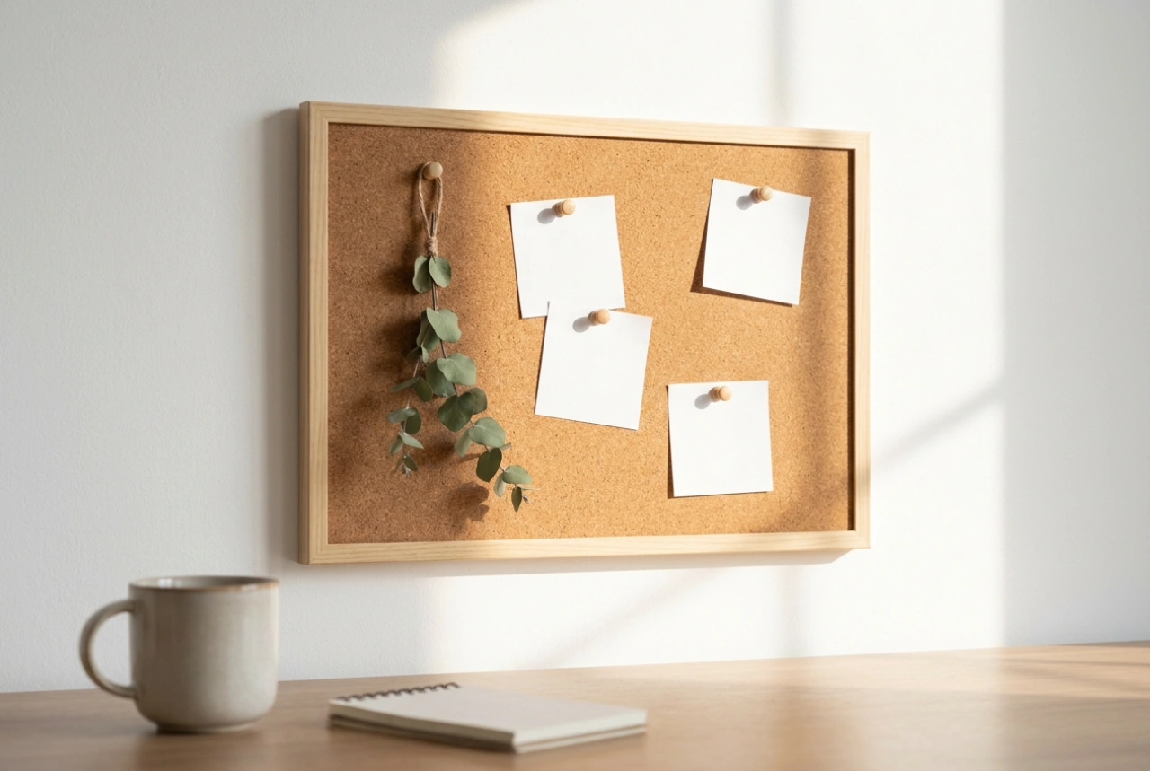 Como organizar a rotina doméstica num quadro de cortiça na parede