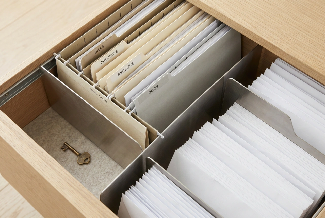 Como organizar documentos em armários de arquivo com chave