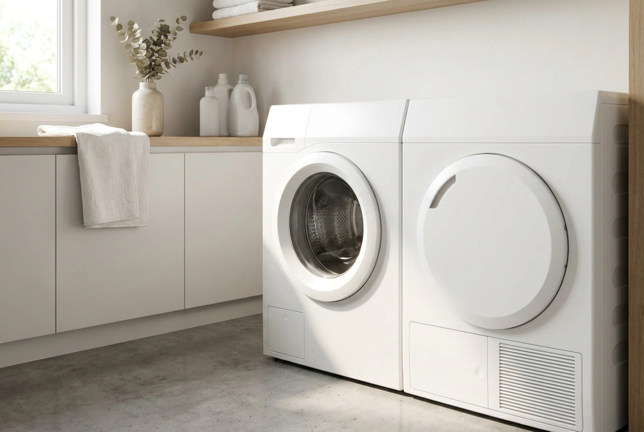 Como empilhar com segurança a secadora sobre uma máquina de lavar roupa slim